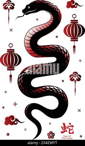 Year of the snake chinese zodiac sign, Happy Chinese Lunar Year of the Snake 2015 Stock Vector
