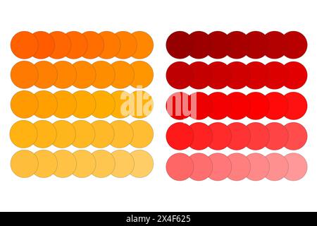 Warm color gradient dots array. Vector graphic design. Simple circular pattern. Stock Vector