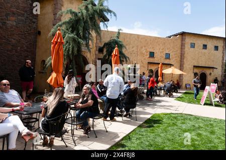 USA, Washington State, Yakima Valley. Wine lovers flock to the wineries of Yakima Valley for Spring Release weekend. (Editorial Use Only) Stock Photo