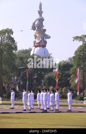 Paskibraka, an Indonesian flag raiser during the independence day. Stock Photo