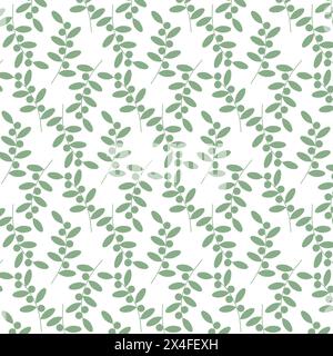 Berry twigs Seamless pattern in trendy monochrome green Abstract backdrop texture or wallpaper idea EPS Isolate Wrapping, packing or cars, poster, banner, brochure or web, price, label design concept Stock Vector