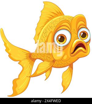 Bright orange goldfish with large, sad eyes. Stock Vector