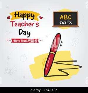 Happy Teacher's Day Simple Template Social Media Post Vector Illustration Stock Vector