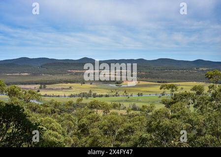 aerial shot over the mountain range Stock Photo