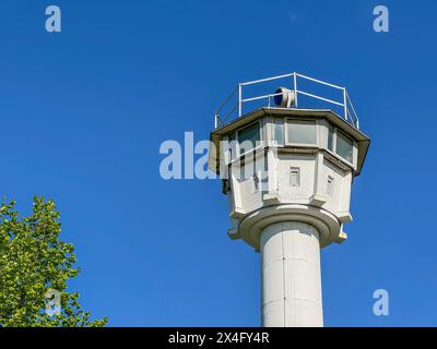 Border tower of the former inner-German border between BRD and GDR Stock Photo