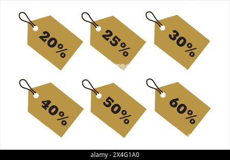 Cardboard Sale Tags Vector Illustration. Stock Vector