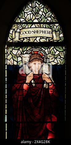 Edward Burne-Jones stained glass, Good Shepherd. Stock Photo