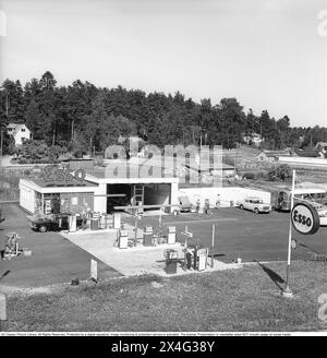 Esso petrol station  Esso is a trading name for ExxonMobil. Originally, the name was primarily used by its predecessor Standard Oil of New Jersey after the breakup of the original Standard Oil company in 1911.  The company adopted the name 'Esso' (the phonetic pronunciation of Standard Oil's initials, 'S' and 'O')  The company Svenska Esso was a brand in Sweden between the years 1939 to 1987, when the stations changed their name to the new owner's name Statoil, and now is branded Circle K. Sweden 1963. Kristoffersson ref DC97-1 Stock Photo