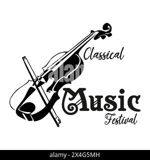 Beautiful modern classical music festival poster or flyer template. Ideal for local events announcement and promotions. Black and white silhouette sty Stock Vector