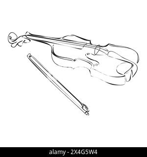 A single line drawing of a violin. Continuous line violin icon. One line icon. Vector illustration Stock Vector