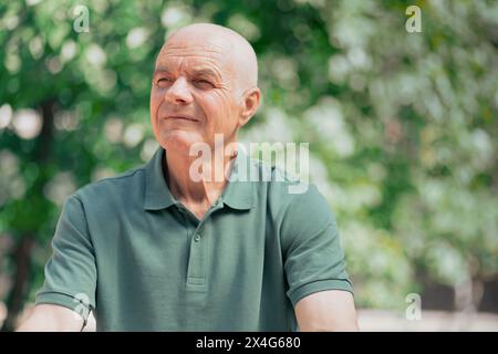 Portrait of pensive senior man Stock Photo