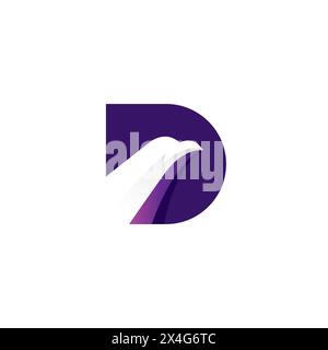 D Eagle Logo With Purple Color, Eagle Mascot Modern Design. D Initial Logo Stock Vector