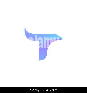 T Eagle Logo Simple and Clean Design. Letter T Icon Stock Vector