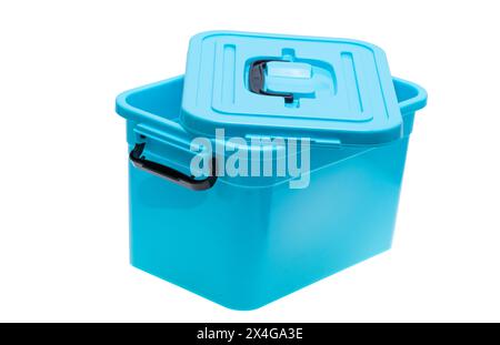 plastic box with handle isolated on white background Stock Photo