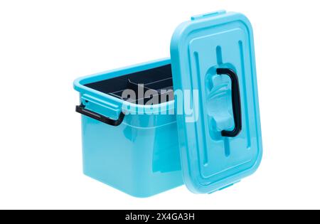plastic box with handle isolated on white background Stock Photo