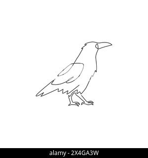 Raven. Continuous line drawing. illustration Stock Vector Image & Art ...