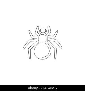 One continuous line drawing of spider spreading the long legs for ...