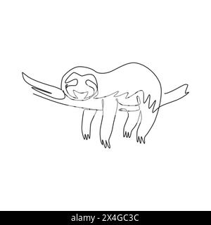 continuous line drawing of a sloth, line art vector illustration Stock ...