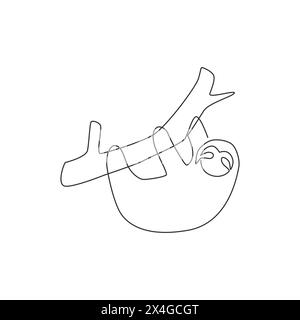 continuous line drawing of a sloth, line art vector illustration Stock ...