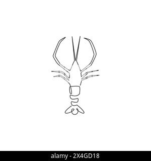 One single line drawing of fresh shrimp for seafood company logo identity. Big prawn mascot concept for farming cultivation icon. Continuous line draw Stock Vector