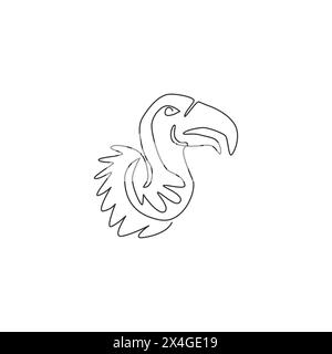 One single line drawing of large vulture for zoo logo identity. Scavenging bird of prey mascot concept for national conservation park icon. Modern con Stock Vector