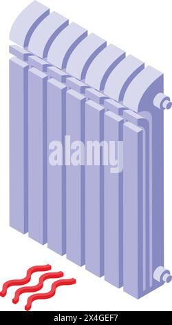 Heating radiator icon isometric vector. Domestic device. Temperature control Stock Vector