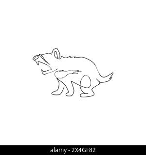Continuous one line drawing of carnivorous Tasmanian devil abstract art ...