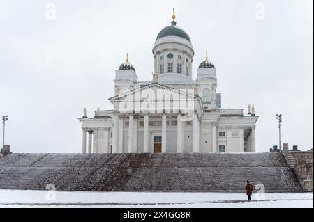 Outside Helsinki Cathedral, Helsinki, Finland Stock Photo