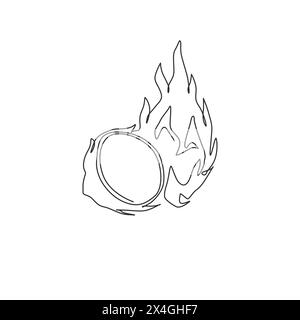 Single continuous line drawing of whole healthy organic dragon fruit for orchard logo identity. Fresh dragonfruit concept for fruit garden icon. Moder Stock Vector