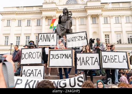 Warsaw, Poland. 20th Jan, 2023. Demonstrators hold placards during a protest against restrictive abortion law. People rallied in Warsaw in a nationwide protest after a 33-year-old woman died of septic shock in the John Paul II hospital in Nowy Targ. They protested against the medical malpractice of doctors in Poland, who deny women abortions in - still legal - circumstances: when pregnancy is a threat to women's life or health say activists from the Polish Women's Strike. Warsaw Poland. (Credit Image: © Marek Antoni Iwanczuk/SOPA Images via ZUMA Press Wire) EDITORIAL USAGE ONLY! Not for Comm Stock Photo