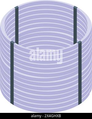 Steel circle wire icon isometric vector. Flexible material. Cable cord Stock Vector