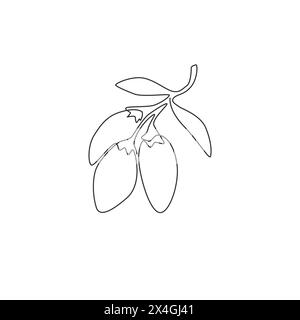 One continuous line drawing stack whole healthy organic goji berries for orchard logo identity. Fresh fruitage concept for fruit garden icon. Modern s Stock Vector