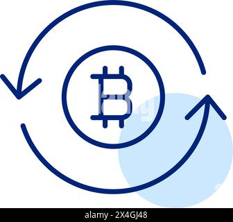 Bitcoin Exchange. Two arrows exchanging Bitcoin symbols. Trading cryptocurrencies. Pixel perfect, editable stroke icon Stock Vector