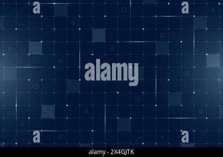 VR HUD futuristic user interface grid. Digital UI screen mesh. GUI hi tech visor backdrop design template. Spaceship head up display lines and particles on dark blue background. FUI Sci Fi dashboard Stock Vector