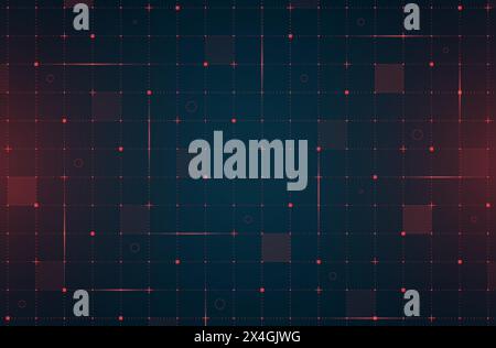VR HUD futuristic interface grid. Digital UI screen mesh pattern. GUI hi tech visor backdrop design template. Spaceship head up display red lines and particles on dark background. FUI Sci Fi dashboard Stock Vector