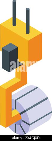 Factory metal steel icon isometric vector. Package process of wire. Stack equipment Stock Vector