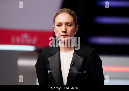 Snooker referee Tatiana Woollaston on day fourteen of the 2024 Cazoo World Snooker Championship at the Crucible Theatre, Sheffield. Picture date: Friday May 3, 2024. Stock Photo