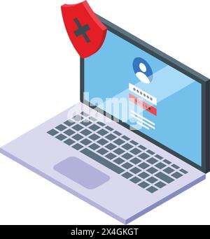 Computer wrong password icon isometric vector. Incorrect account validation. Authentication error problem Stock Vector