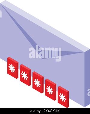 Email wrong password icon isometric vector. Correspondence security. Incorrect account data Stock Vector