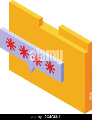 File access wrong password icon isometric vector. Folder error entry. Data security system Stock Vector