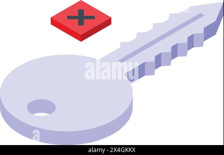 Invalid access key icon isometric vector. Authentication failure. Blocked data entry Stock Vector