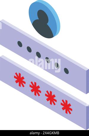 Wrong account password icon isometric vector. Login error. Data authentication problem Stock Vector