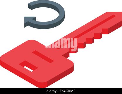 Password key recovery icon isometric vector. Retry access account. Authentication problem Stock Vector