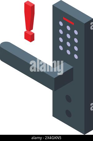 Door access error icon isometric vector. Blocked entry password. Wrong security code Stock Vector