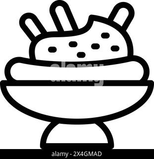 Frosting banana split dessert icon outline vector. Sweet American dish ...