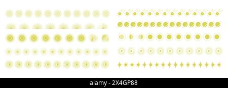 Universe elements borders collection. Bright heavenly childish fantasy decorative dividers. Boho celestial border with sun and star vector set. Decora Stock Vector