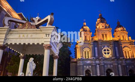 St. Joseph's Church, commonly known as Wangfujing Church, an early 20th-century Romanesque Revival church in Beijing, China on 18 April 2024 Stock Photo