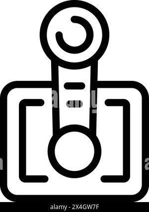 Videogame joystick icon outline vector. Digital controller. Gaming console accessory Stock Vector