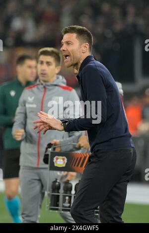 Roma, Italia. 02nd May, 2024. Leverkusen's head coach Xabi Alonso during the Uefa Europa League soccer match between As Roma and Bayer 04 Leverkusen at the Rome's Olympic stadium, Italy - Thursday, May 02, 2024. Sport - Soccer (Photo by Fabrizio Corradetti/LaPresse) Credit: LaPresse/Alamy Live News Stock Photo