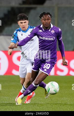 Firenze, Italia. 02nd May, 2024. Fiorentina's Christian Kouame in action during the UEFA Conference League soccer match between Fiorentina and Brugge at Artemio Franchi stadium in Florence, Italy - Thursday, May 2, 2024. (Photo by Marco Bucco/LaPresse ) Credit: LaPresse/Alamy Live News Stock Photo